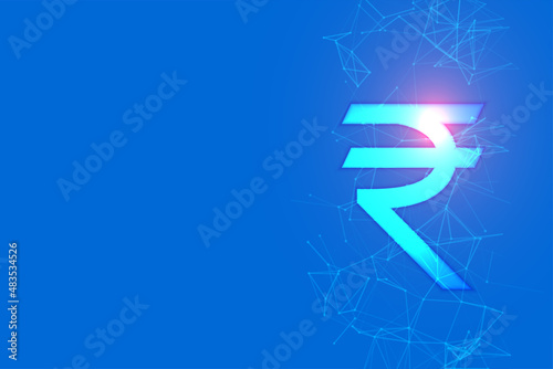digital rupee currency symbol on blue background