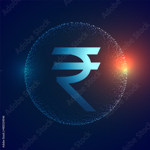 rupee technology background with light effect