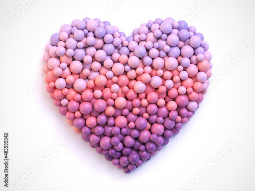 Colorful balls in shape of heart isolated on white background. Valentine's Day design element with heart made from balls in different sizes. Vector illustration