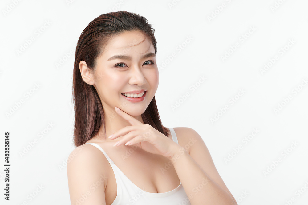 Beautiful young asian woman with clean fresh skin on white background, Face care, Facial treatment, Cosmetology, beauty and spa, Asian women portrait. Beautiful young asian woman with clean fresh skin on white background, Face care, Facial treatment, Cosmetology, beauty and spa, Asian women portrait.