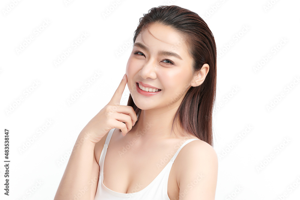 Beautiful young asian woman with clean fresh skin on white background, Face care, Facial treatment, Cosmetology, beauty and spa, Asian women portrait. Beautiful young asian woman with clean fresh skin on white background, Face care, Facial treatment, Cosmetology, beauty and spa, Asian women portrait.