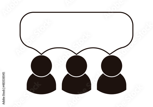 Icono negro de grupo de personas hablando.