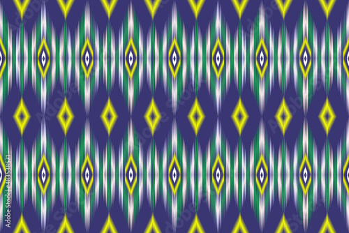 Seamless geometric ethnic oriental ikat pattern with diamond shape design for wallpaper,decorating, clothing, tablecloth, carpet, fabric,batik,silk,background and etc.Vector illustration,