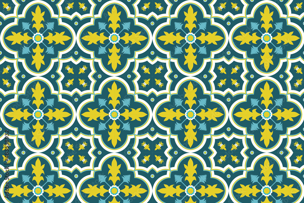 seamless pattern with Moroccan and Turkish style design for decorating, wallpaper, fabric, tile, clothing, carpet,tablecloth,mosaic,ceramic,tableware and etc.