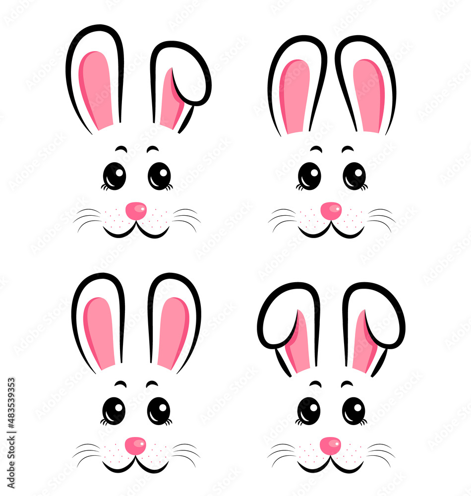 Collection of cute Easter bunnies. Easter Bunnies. Vector illustration