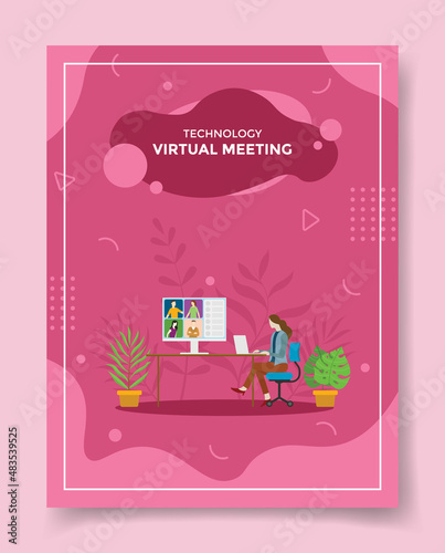 virtual meeting concept for template of banners, flyer, books, and magazine cover