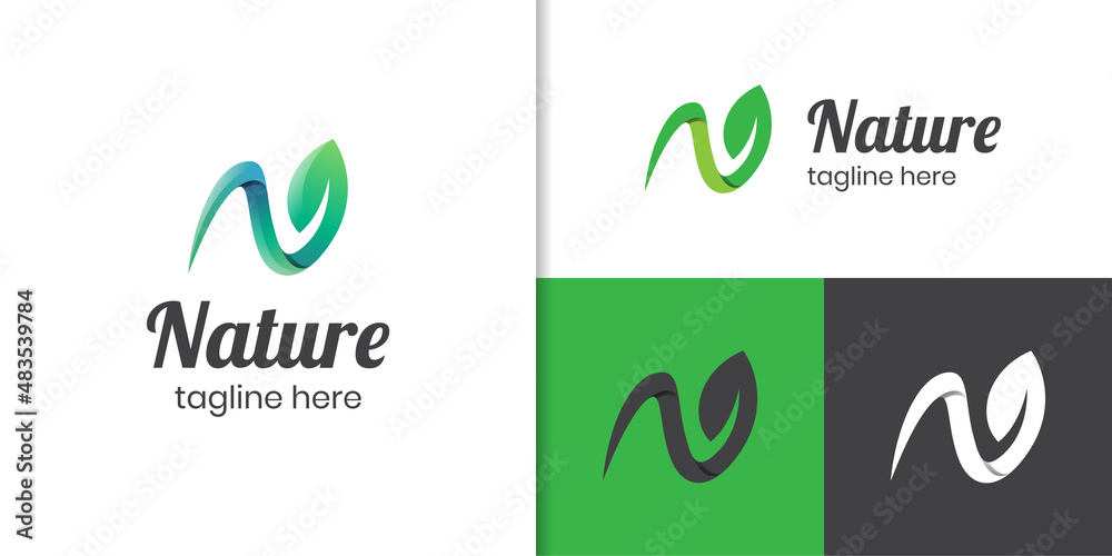 modern letter N leaf logo for nature design elements vector symbol modern letter N leaf logo for nature design elements vector symbol