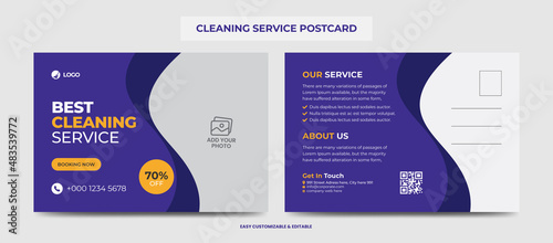 Cleaning Service Postcard Template. Creative Modern Cleaning Services Agency Postcard