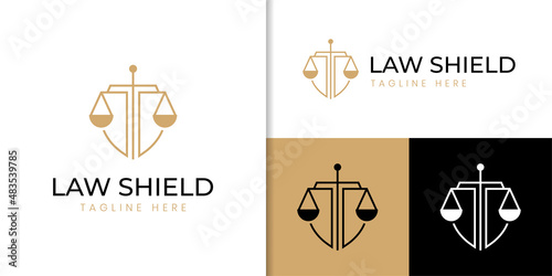 linear Shield sword law firm security for lawyer company identity logo design
