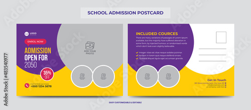 Junior School Education Admission Eddm Postcard Design Template for Kids