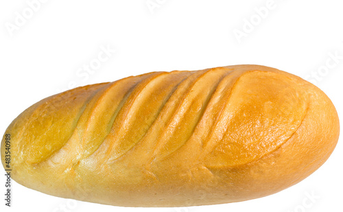 Loaf of bread on a white background.