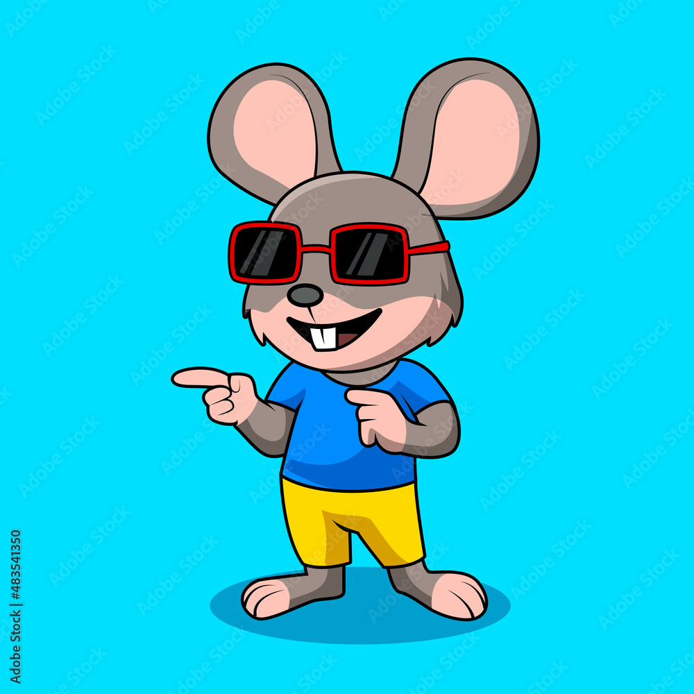 cartoon illustration of stylish mouse wearing glasses isolated cartoon illustration of stylish mouse wearing glasses isolated