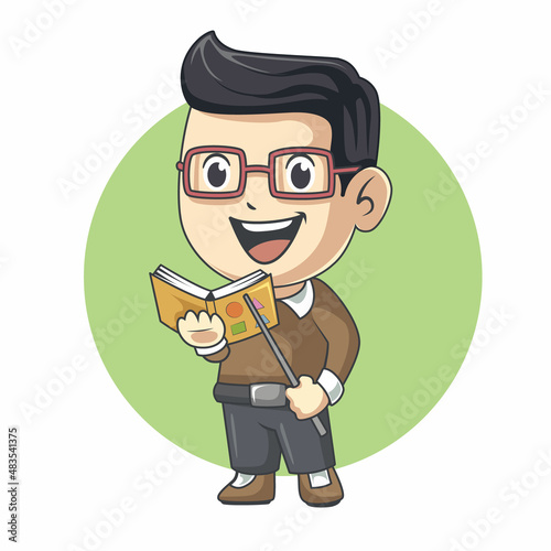 cute male teacher funny cartoon illustration