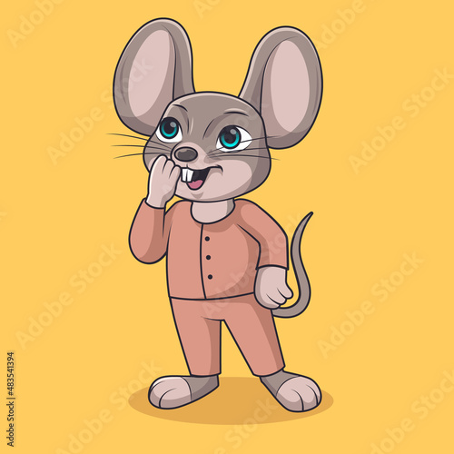 cute mouse animal cheerful cartoon illustration isolated