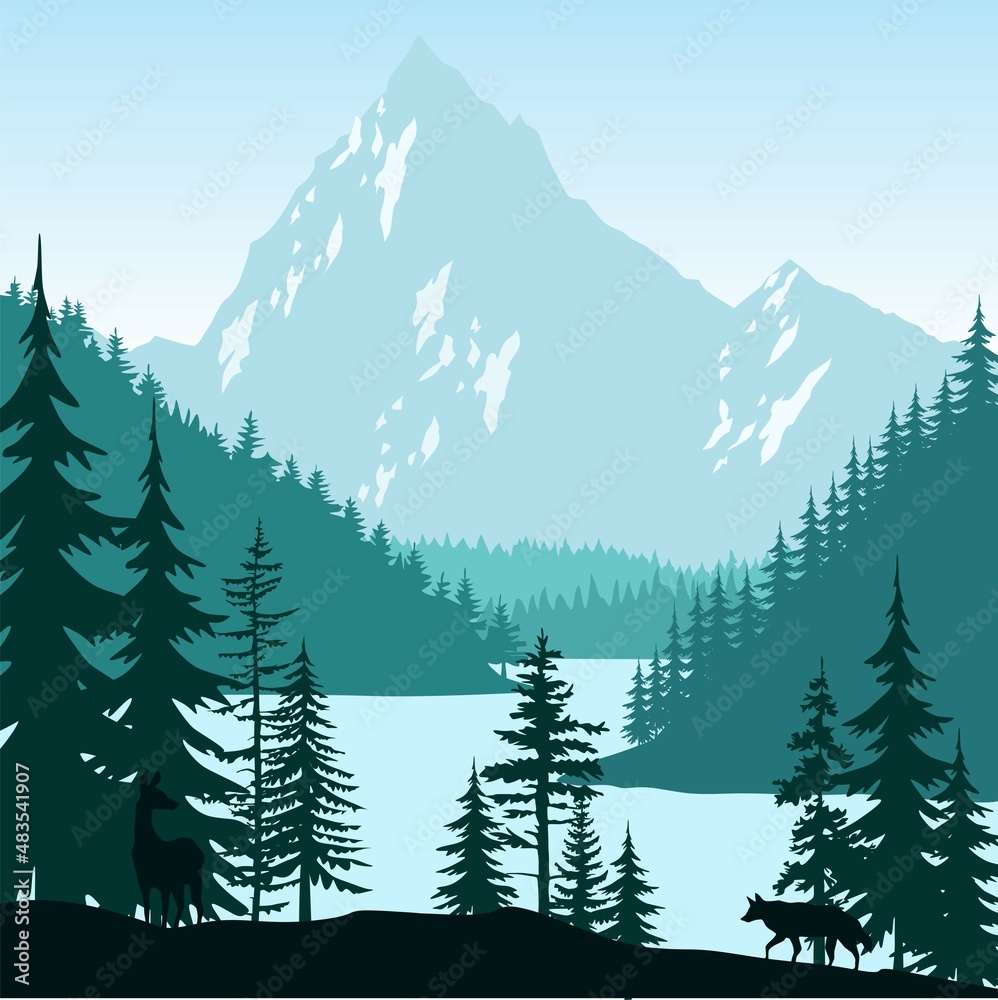 Fototapeta premium winter landscape with trees
