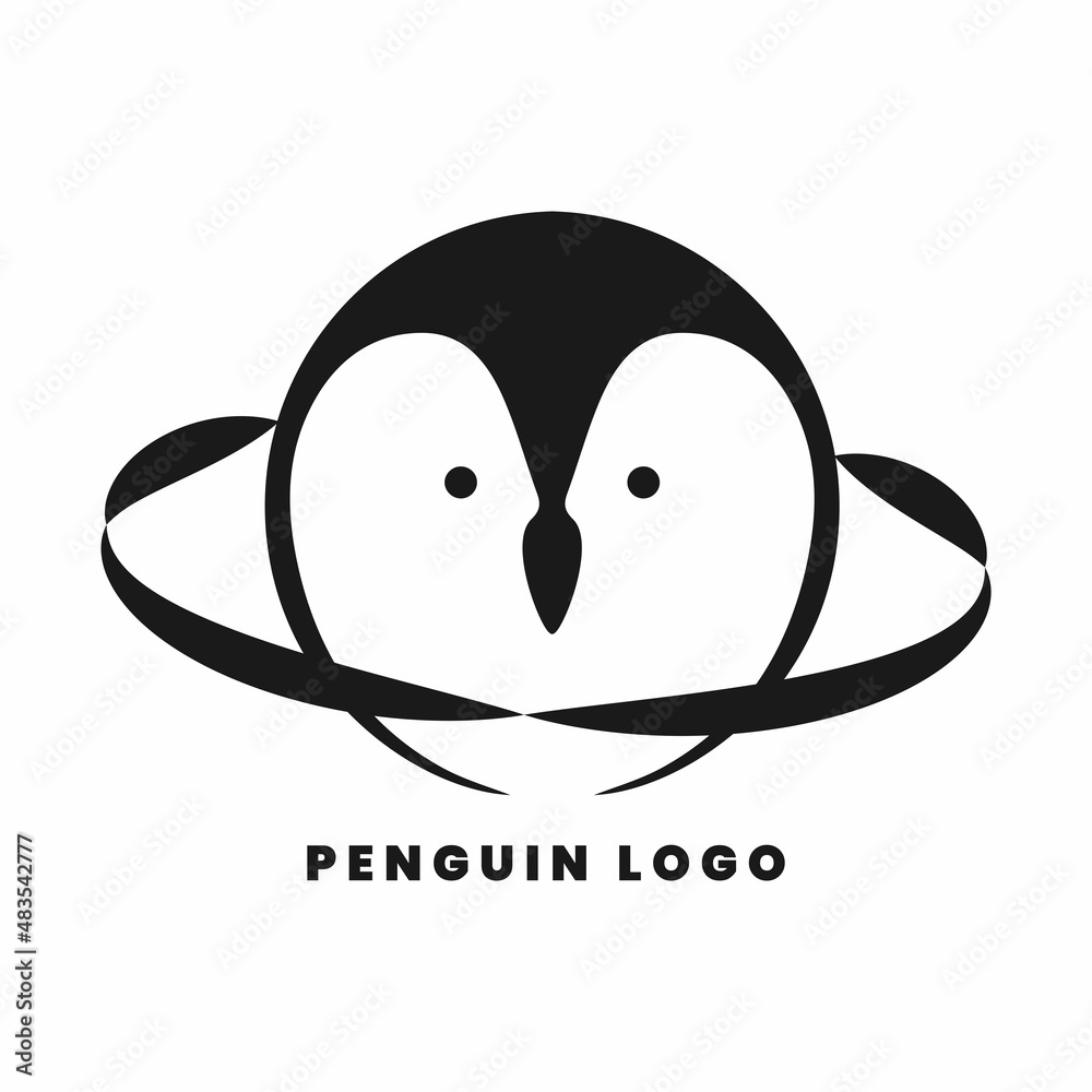 Cute penguin circle black simple logo icon Cute penguin circle black simple logo icon