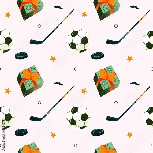 Seamless vector pattern. Flat trend graphics in muted colors. Men's items