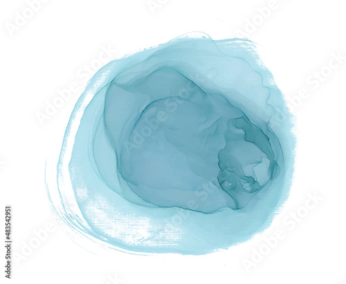 Alcohol ink texture. Fluid blue abstract background