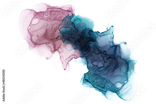 Alcohol ink abstract shape Blue and pink texture