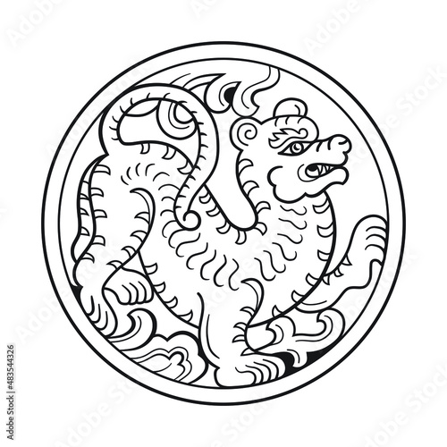 2022 year of the tiger, zodiac symbol, Lunar new year concept, modern background design