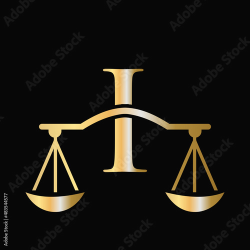 Letter I Scale Attorney Law Logo Design. Initial Pillar, Law firm, Attorney Sign Design On Letter I Concept Template