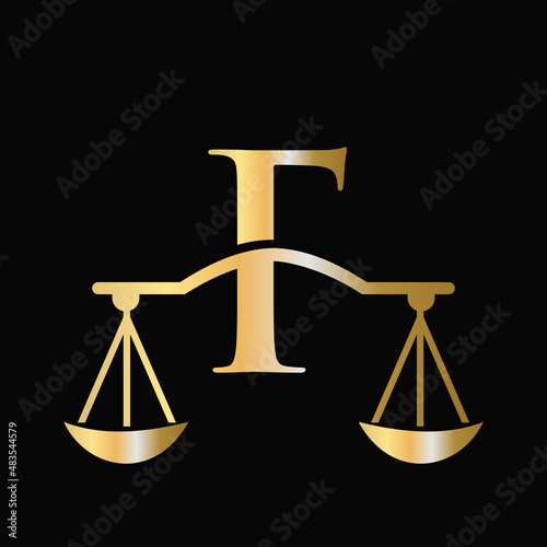 Letter F Scale Attorney Law Logo Design. Initial Pillar, Law firm, Attorney Sign Design On Letter F Concept Template