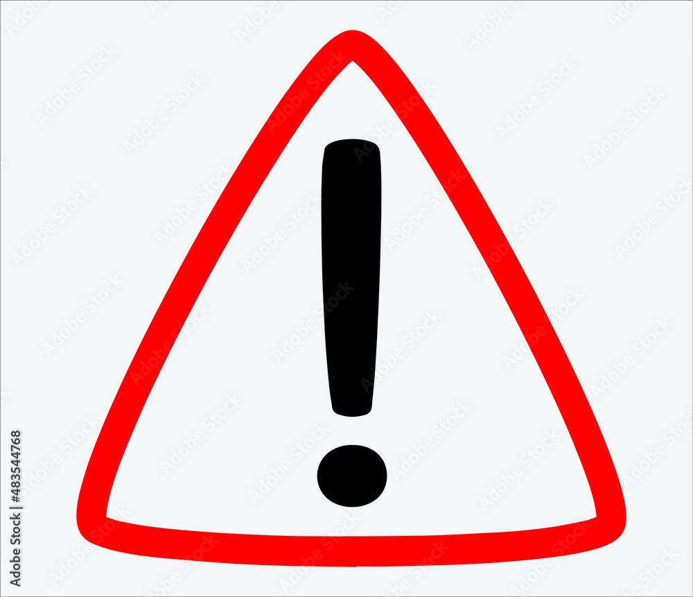 Danger, hazard black and red symbol. Danger alert or attention. Attention triangle sign. Hazard alert information symbol. Flat vector illustration.
