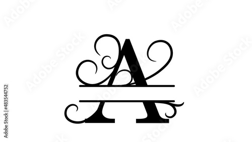 Split letter A. Monogram A. Just add your name to the logo. A personalized logo template for screensavers, decorating your video. Business blogger. Symbol, icon A.  Alpha channel, transparent layer