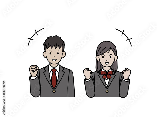 元気な学生　中高生　高校生　中学生　男女　やる気　笑顔