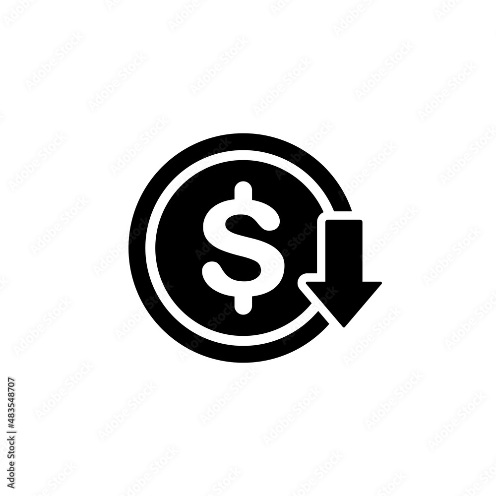 Price reduction simple flat icon vector illustration. Cost reduction icon Price reduction simple flat icon vector illustration. Cost reduction icon