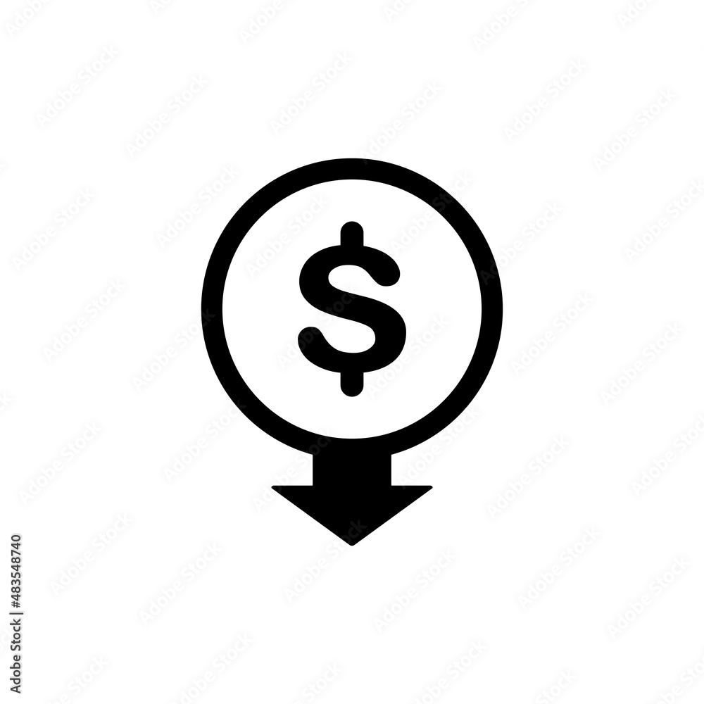 Price reduction simple flat icon vector illustration. Cost reduction icon Price reduction simple flat icon vector illustration. Cost reduction icon