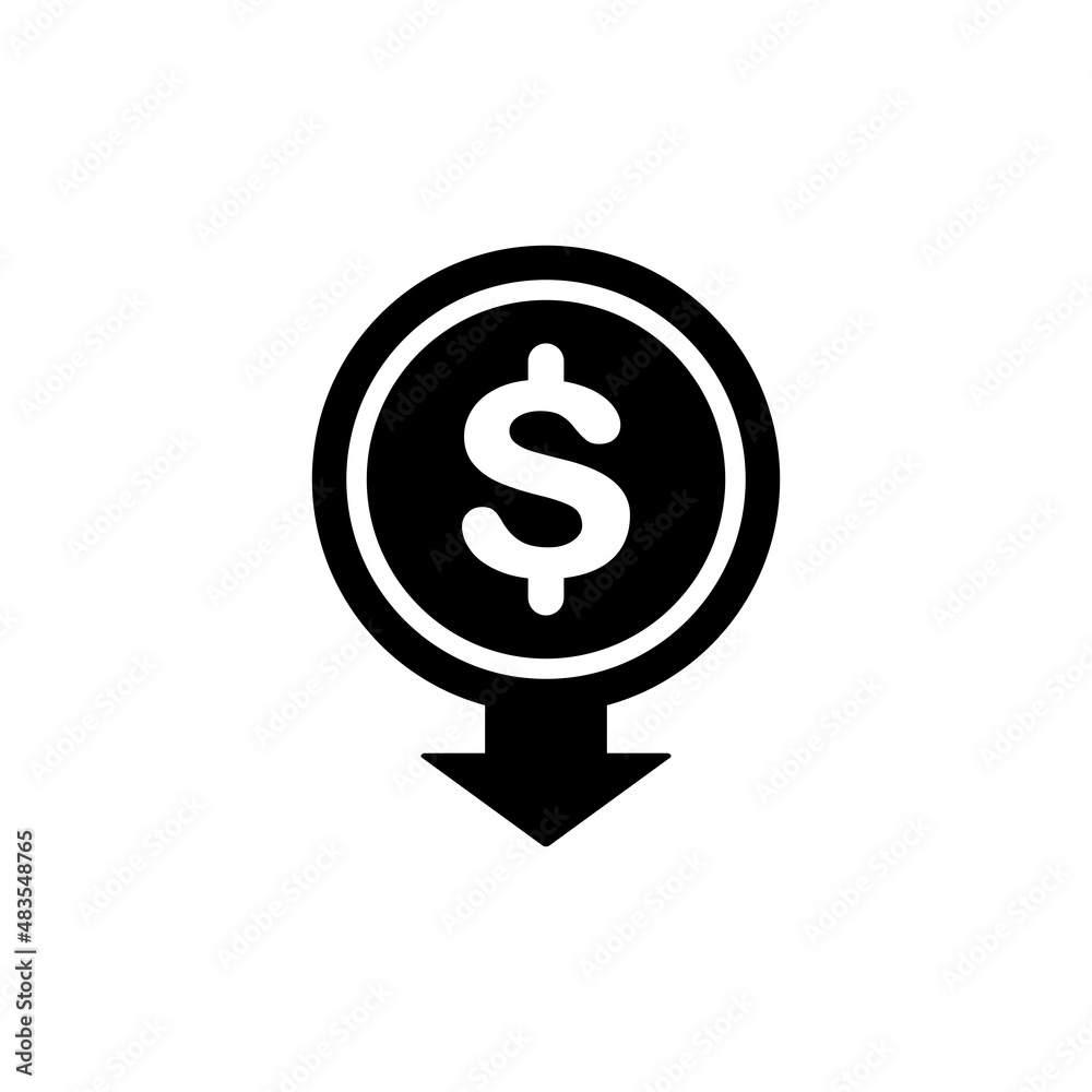 Price reduction simple flat icon vector illustration. Cost reduction icon Price reduction simple flat icon vector illustration. Cost reduction icon
