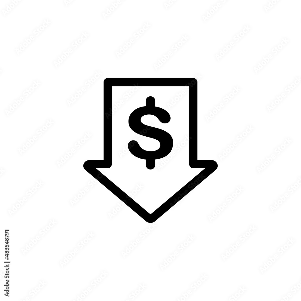 Price reduction simple flat icon vector illustration. Cost reduction icon Price reduction simple flat icon vector illustration. Cost reduction icon