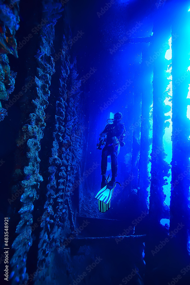 Plakat wreck diving thistelgorm, underwater adventure historical diving, treasure hunt