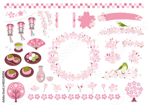 春　桜　お花見　イラストセット