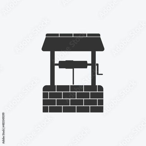Water well icon isolated flat design vector illustration.