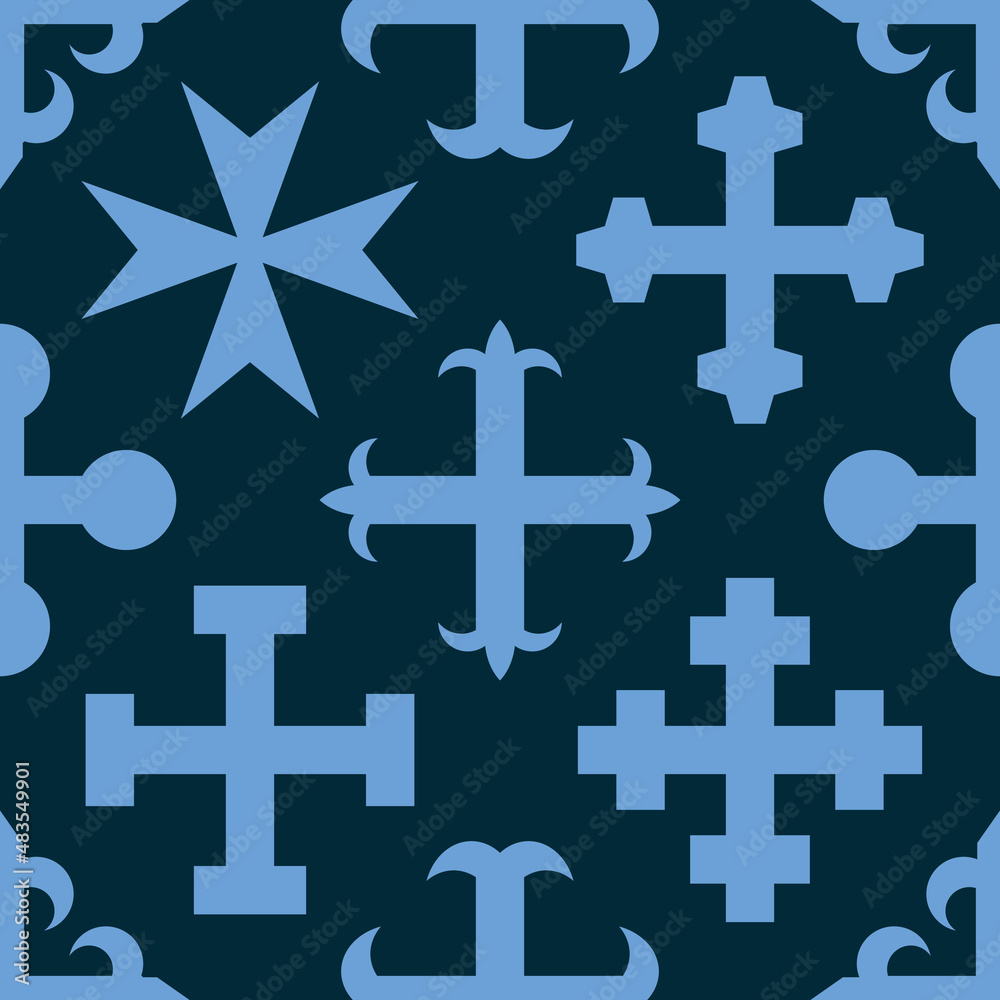 Fototapeta premium Seamless pattern with Medieval heraldic crosses for your project