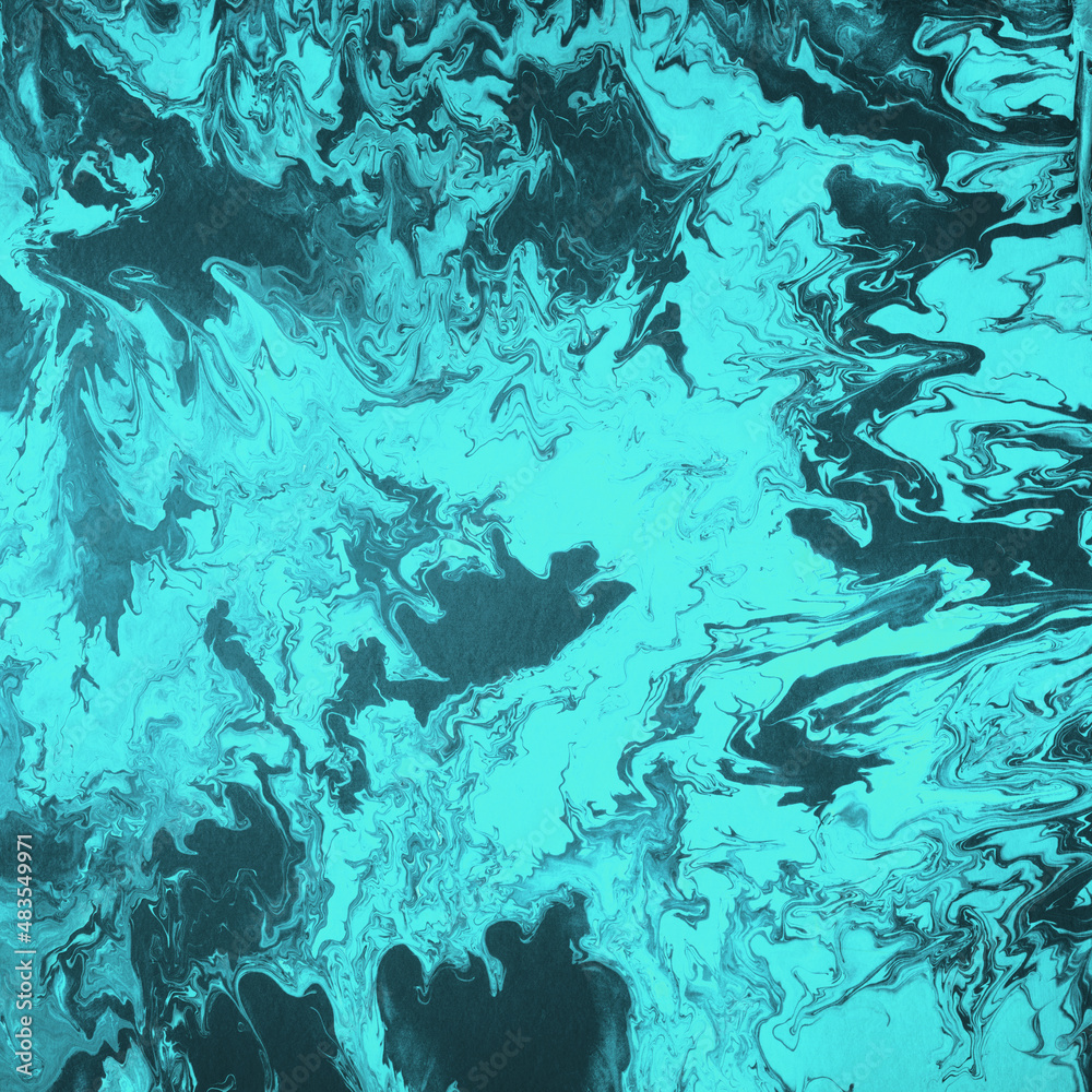 Naklejka premium fashionable background, bright pattern, paint texture, brush, splashes, spots, carelessly, abstraction, acrylic, oil, gouache, watercolor, material, blue, turquoise, water, ocean, underwater, sky, 