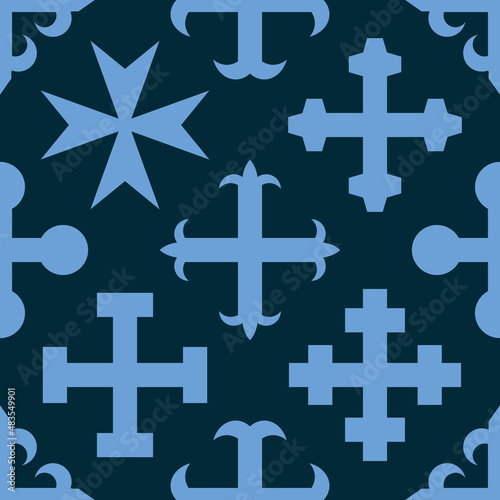 Seamless pattern with Medieval heraldic crosses for your project