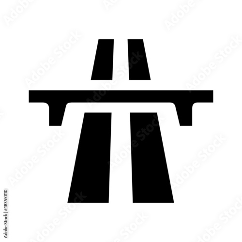 Motorway icon. Vector illustration of highway road sign. Freeway symbol. Flat design isolated on white background. High speed transport concept. Fast delivery.