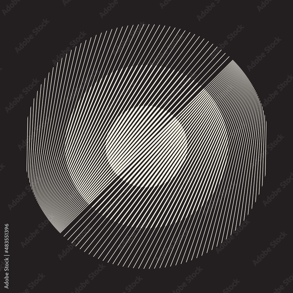 Circles with lines of different thicknesses. The effect of optical illusion.