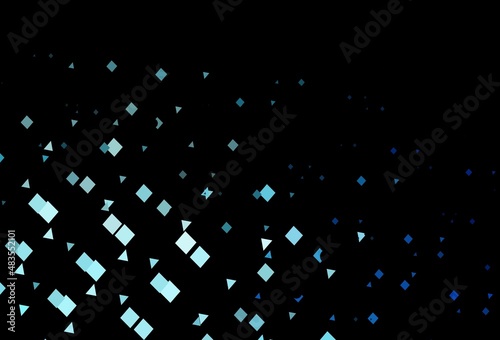 Dark blue vector backdrop with lines, circles, rhombus.