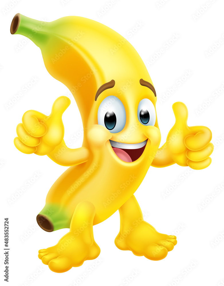 Banana Fruit Cartoon Character Emoji Mascot Stock Vector Adobe Stock