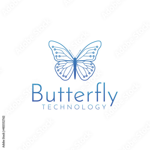 Tech butterfly logo vector, perfect for tech, computer, network, communication etc business.