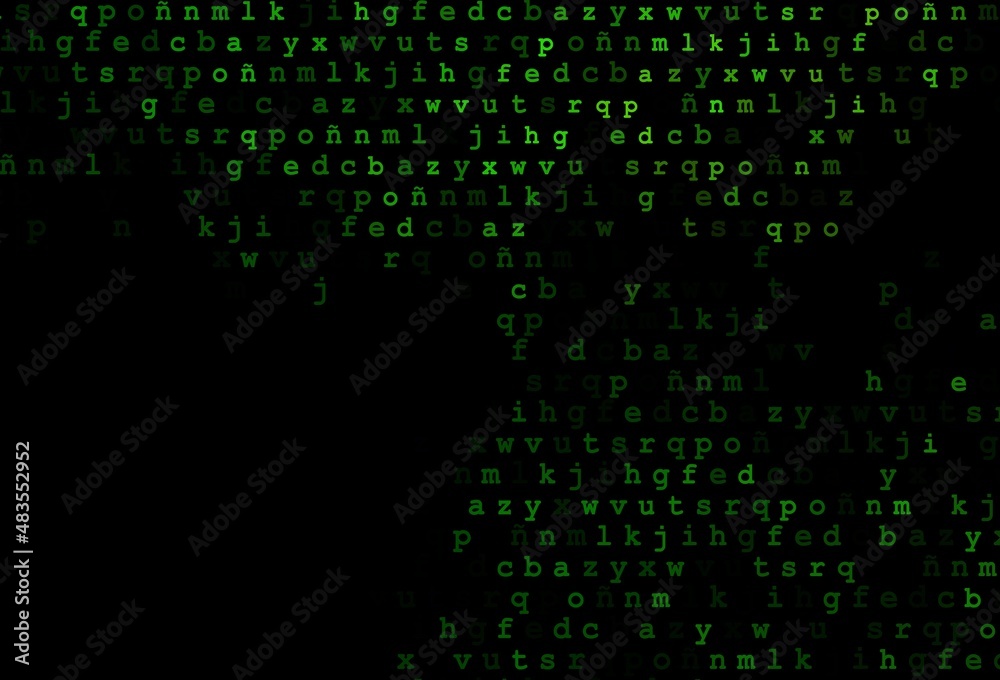 Dark green vector texture with ABC characters. Dark green vector texture with ABC characters.