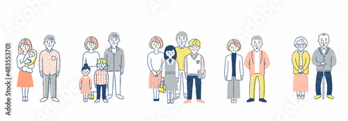 家族の成長段階　セット　全身