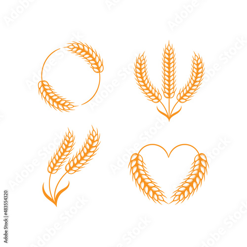 set of grain weath or rice logo design Vector template