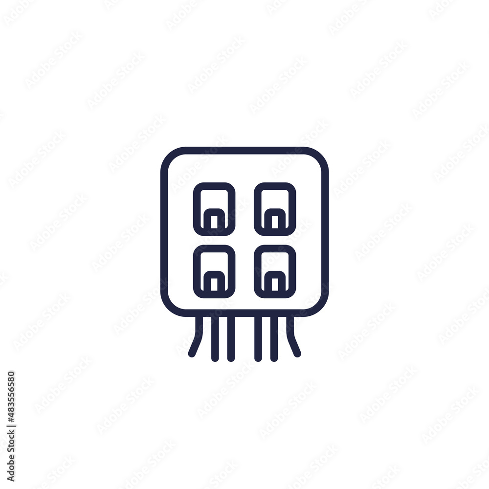 electric power box with fuses line icon
