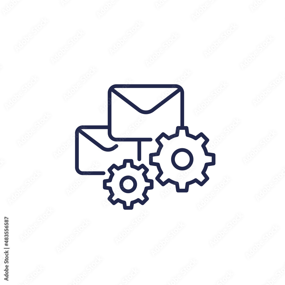 email automation line icon on white email automation line icon on white