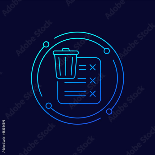 files to delete line vector icon